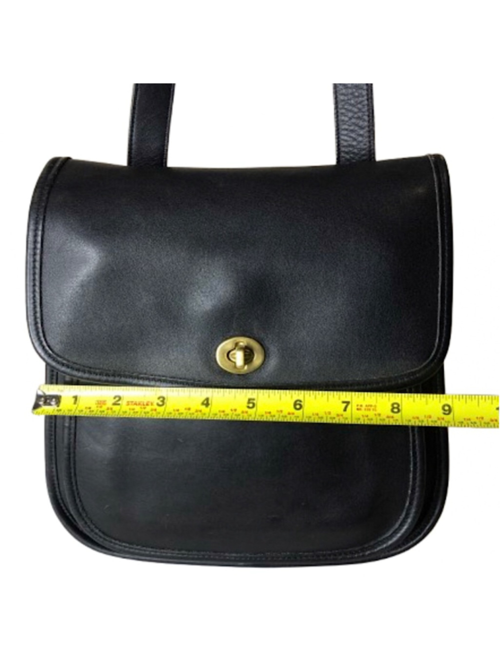 Vintage COACH Black Leather Large Side Pack Turn Lock Shoulder Bag USA 9979 - Picture 11 of 17